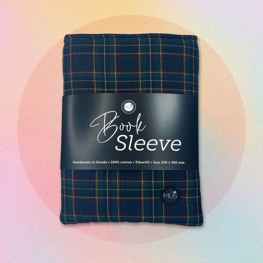 MUS Book Sleeve | Ruit donker op marine (fijn)