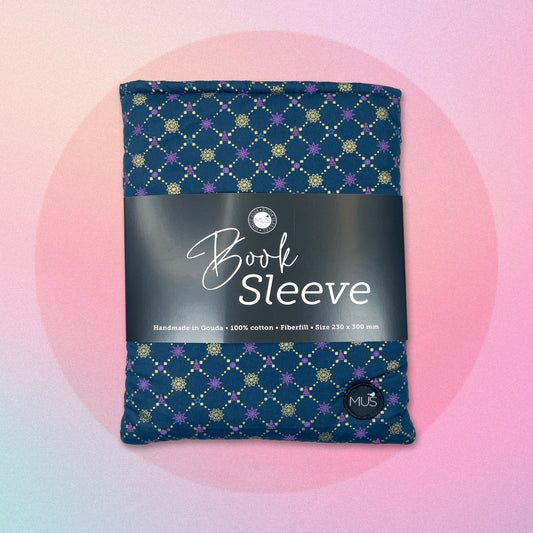 MUS Book Sleeve | Kerst goud en paars ruitpatroon