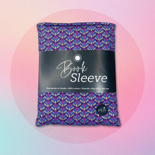 MUS Book Sleeve | Artdeco paars pauw met goudfolie