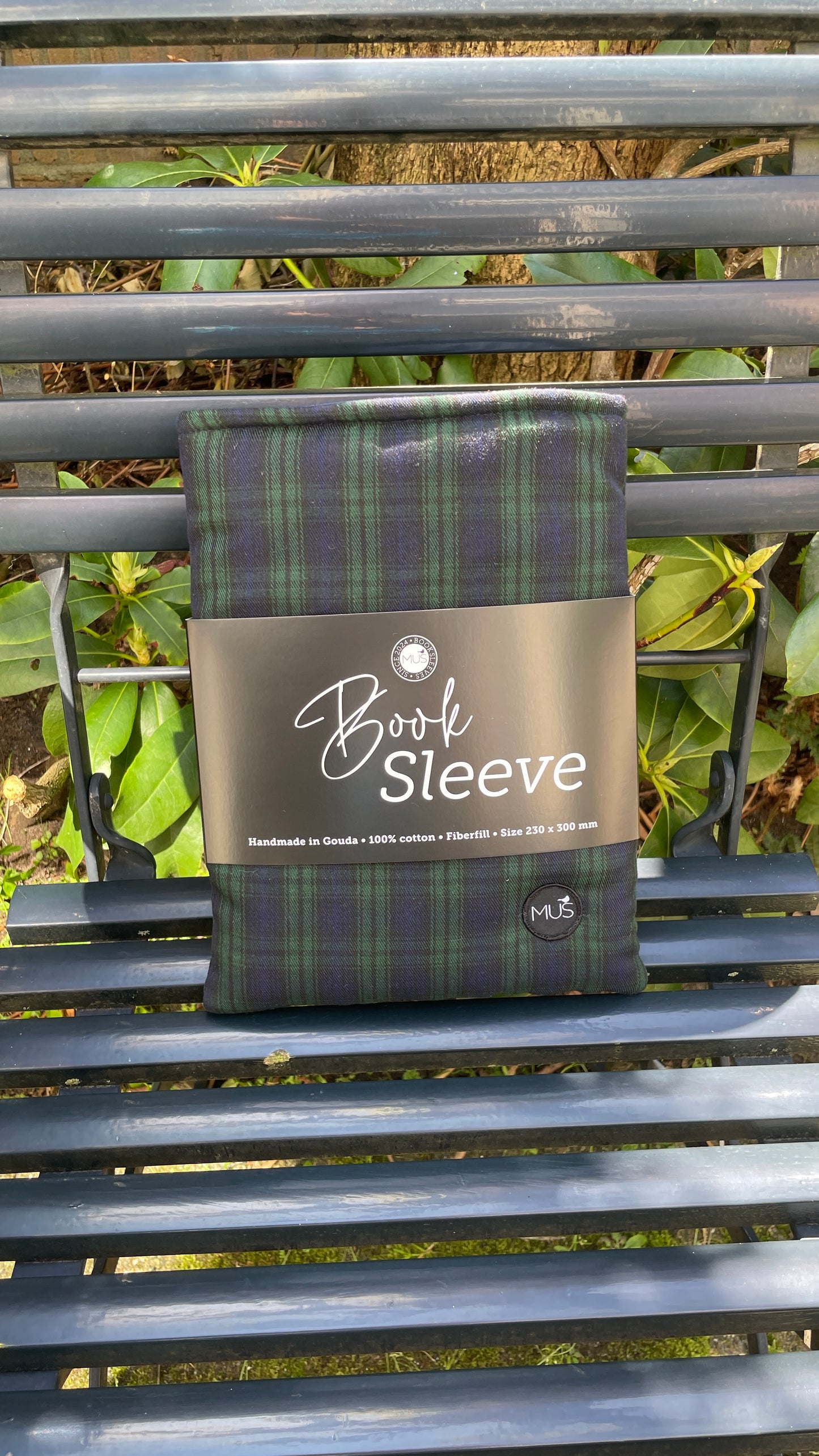MUS Book Sleeve | Ruit donkergroen / blauw