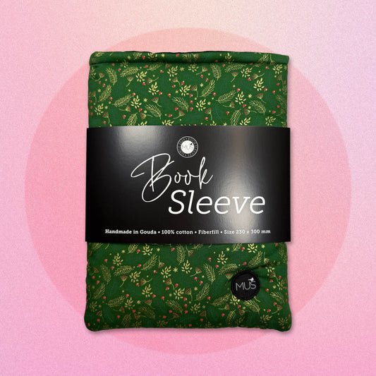 MUS Book Sleeve | Kerst groen met goudfolie dennentakjes