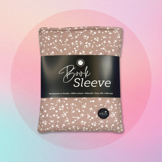 MUS Book Sleeve | Lichtbruin met witte bloemetjes