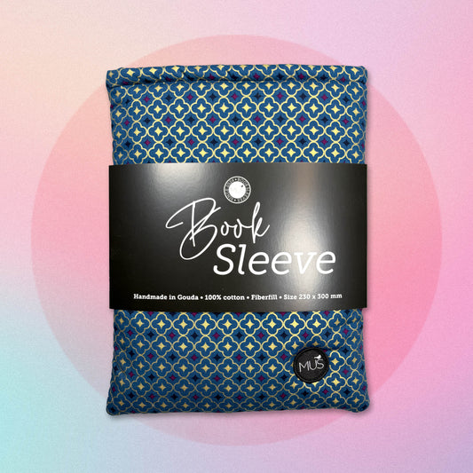 MUS Book Sleeve | Glas-in-loodpatroon in goudfolie op petrol achtergrond