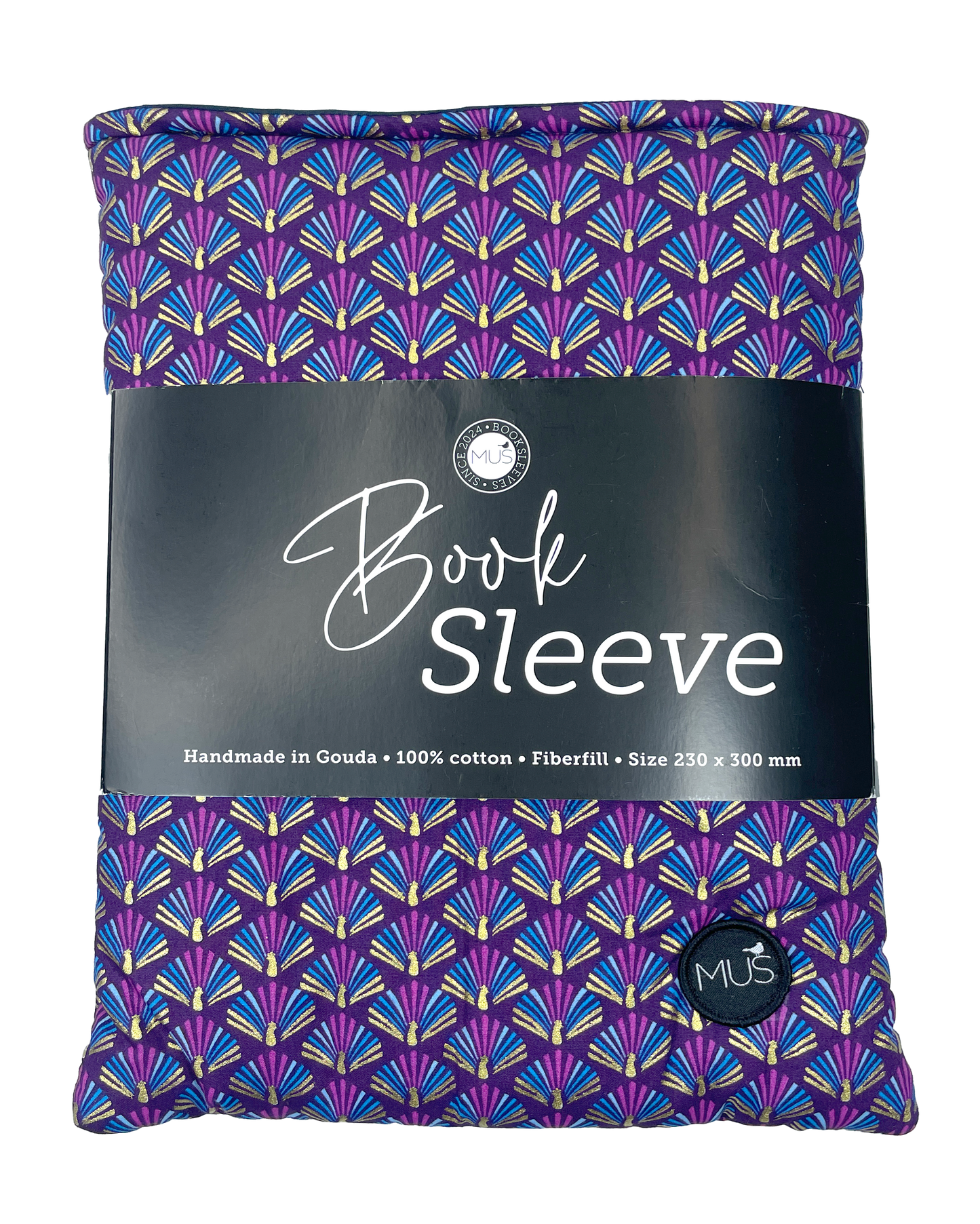 MUS Book Sleeve | Artdeco paars pauw met goudfolie