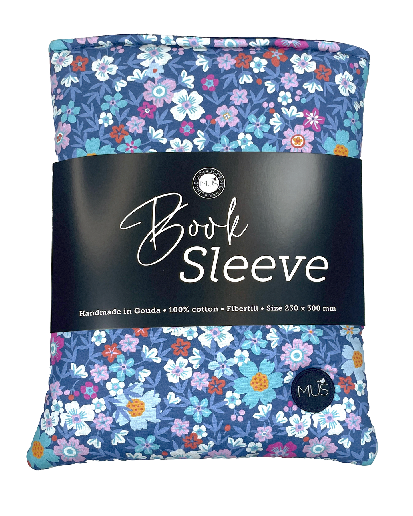 MUS Book Sleeve | Bloemetjes blauw