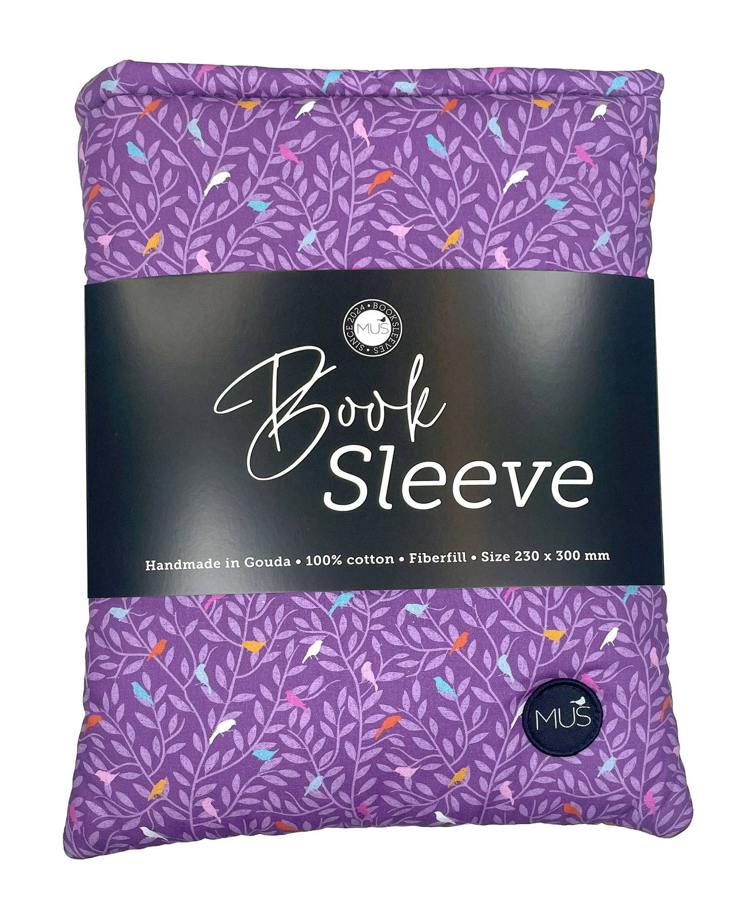 MUS Book Sleeve | Takjes en vogels lila