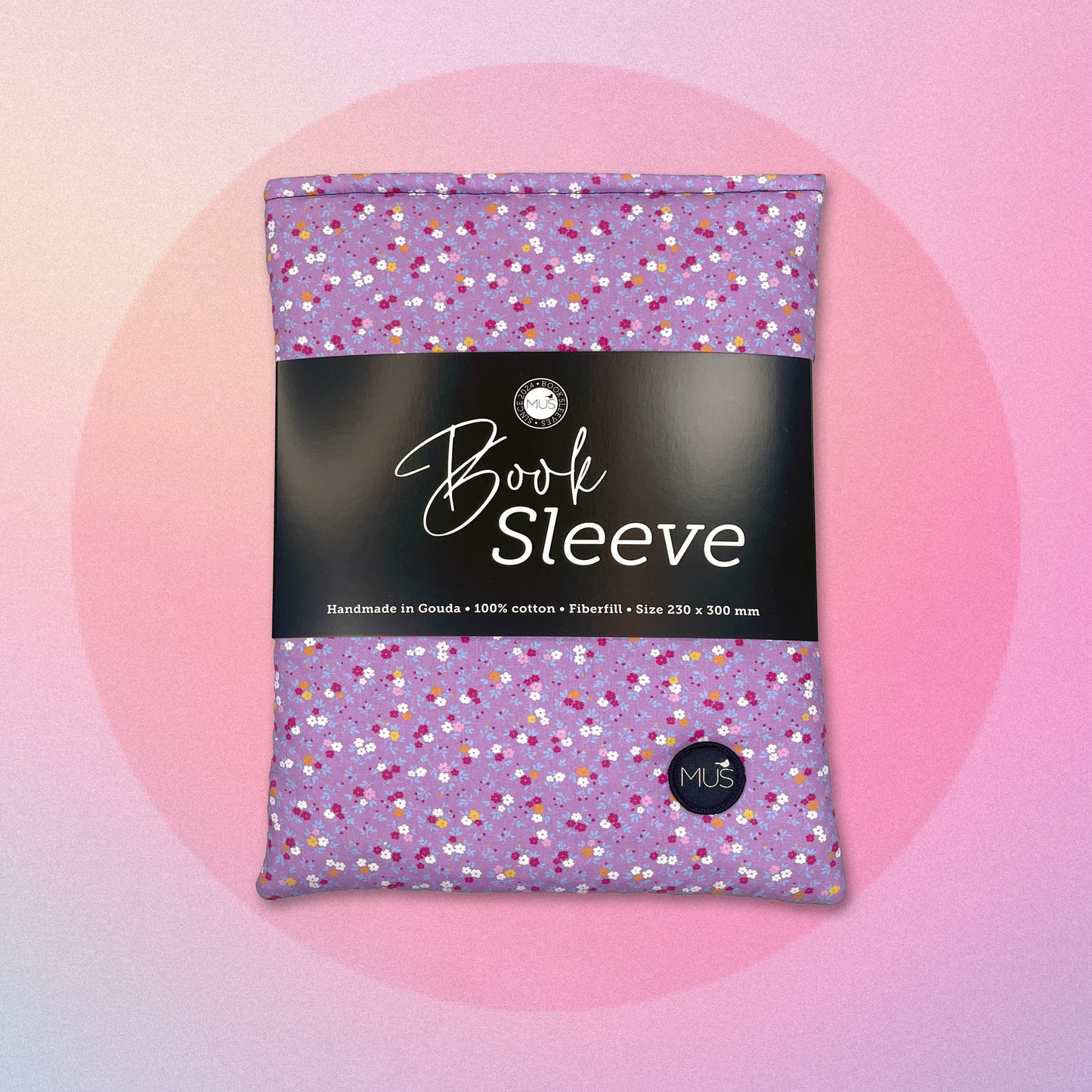 MUS Book Sleeve | Bloemetjes paars fijn