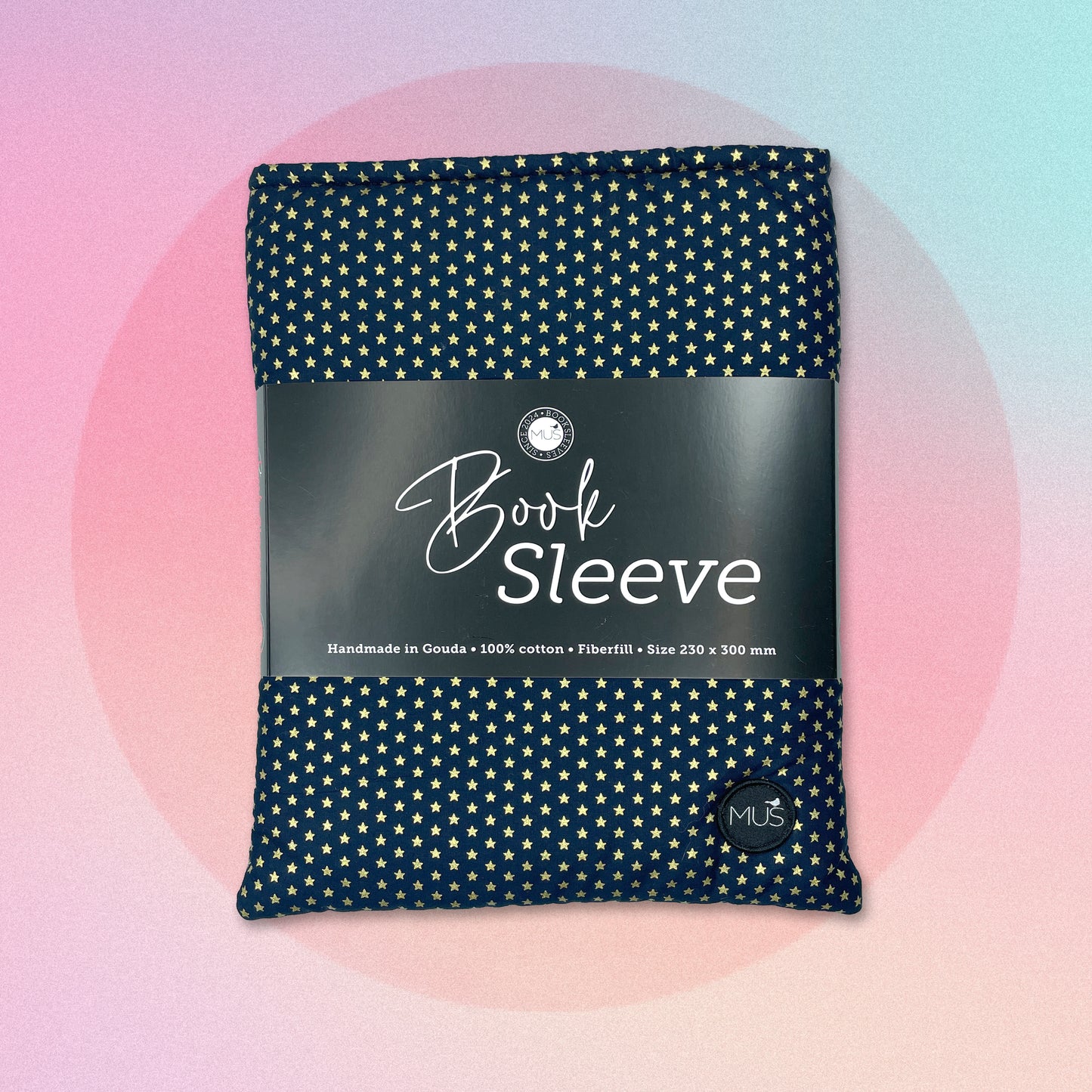 MUS Book Sleeve | Sterretjes goud op marineblauw