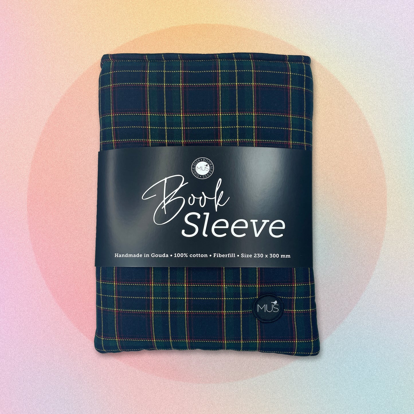 MUS Book Sleeve | Ruit donker op marine (fijn)