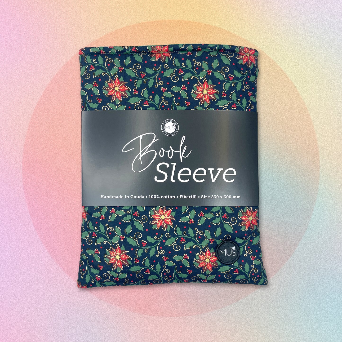 MUS Book Sleeve | Kerstster op marine met goudfolie