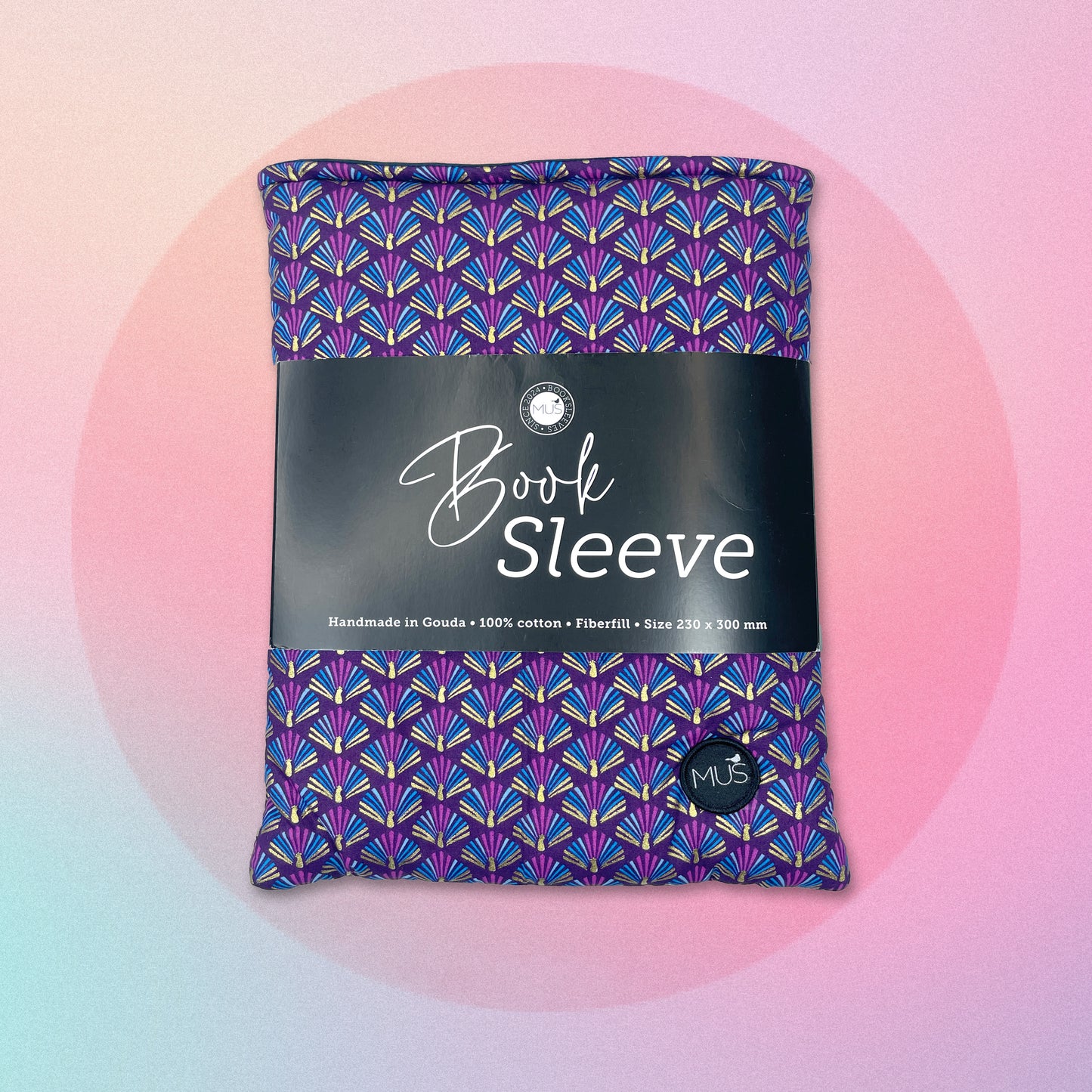 MUS Book Sleeve | Artdeco paars pauw met goudfolie