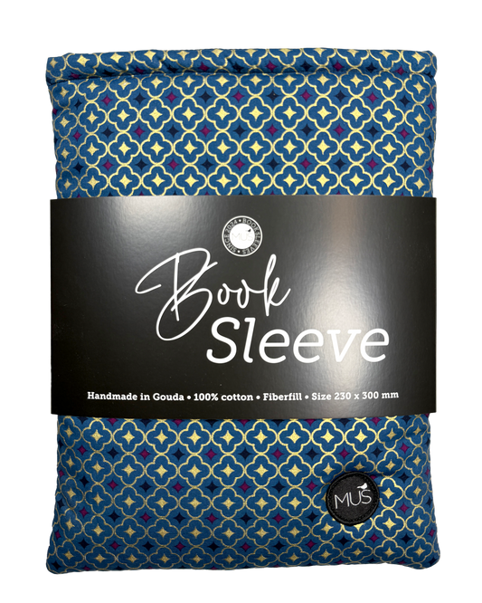 MUS Book Sleeve | Glas-in-loodpatroon in goudfolie op petrol achtergrond