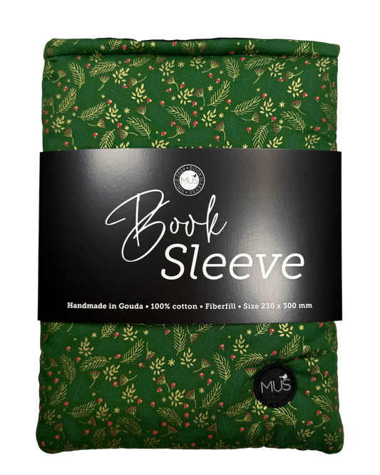 MUS Book Sleeve | Kerst groen met goudfolie dennentakjes