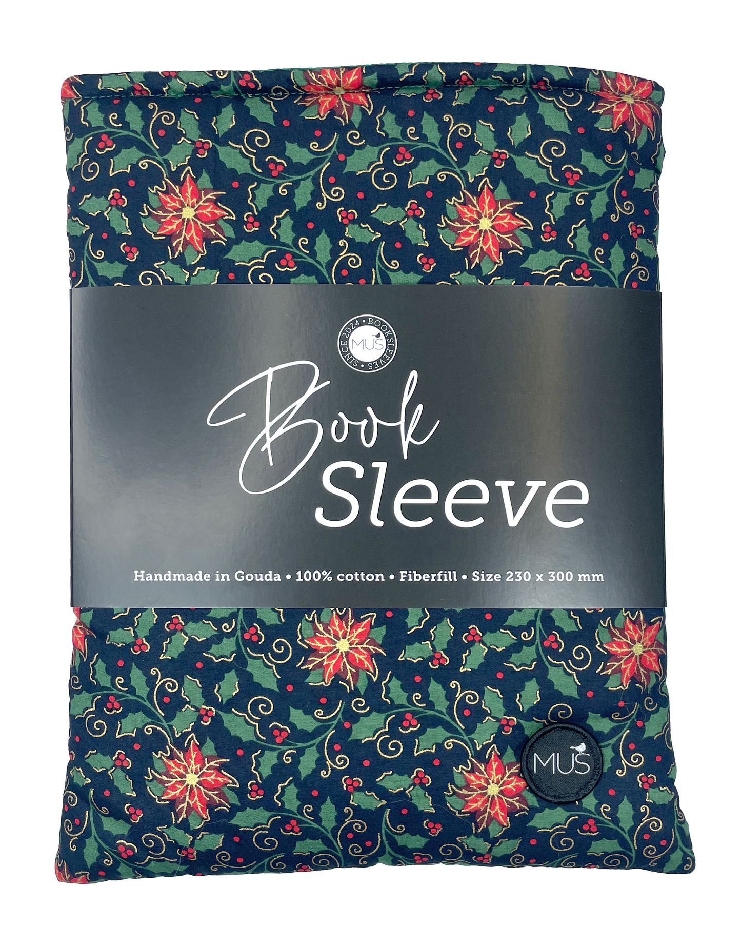 MUS Book Sleeve | Kerstster op marine met goudfolie