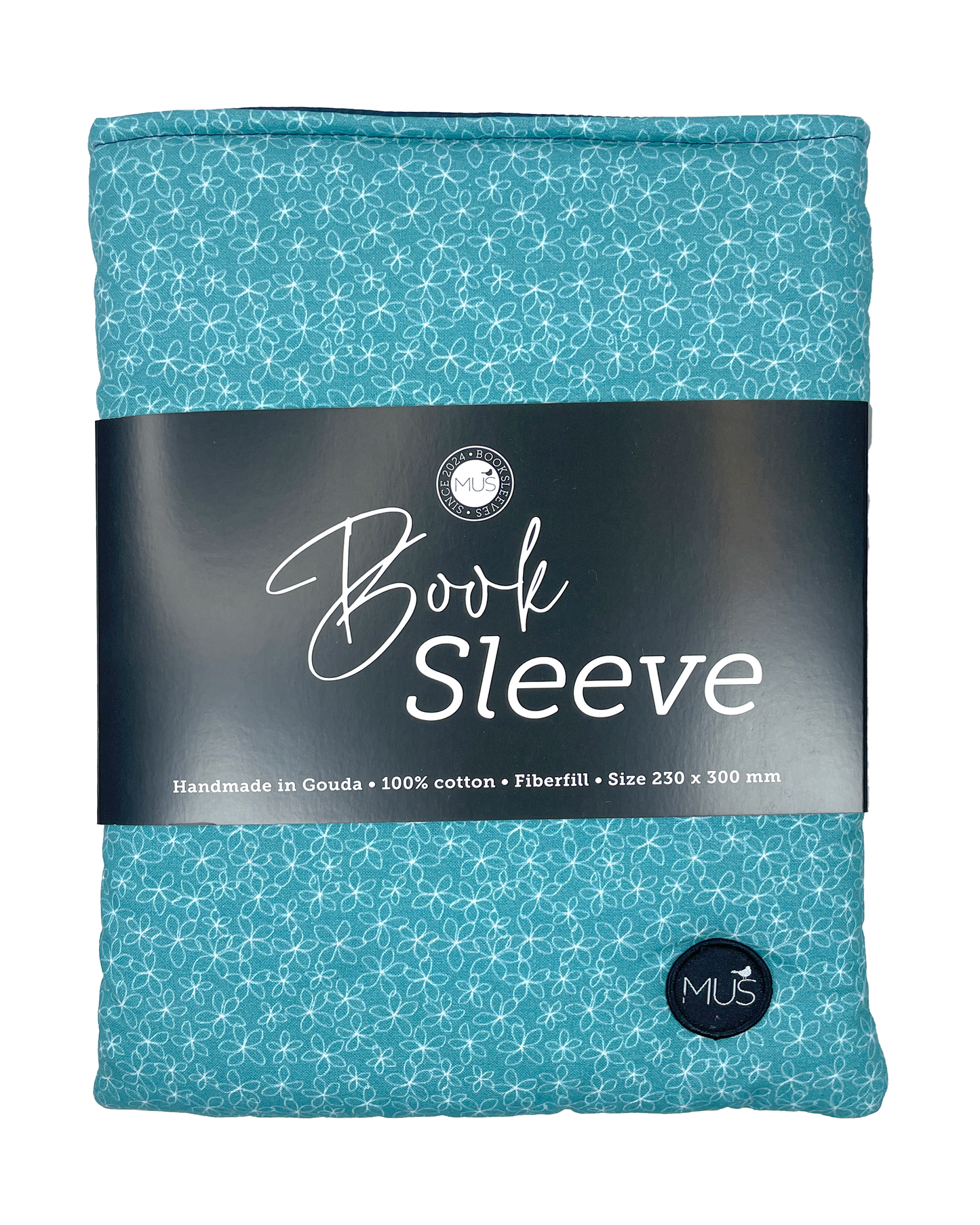 MUS Book Sleeve | Lichtblauw met witte bloemetjes