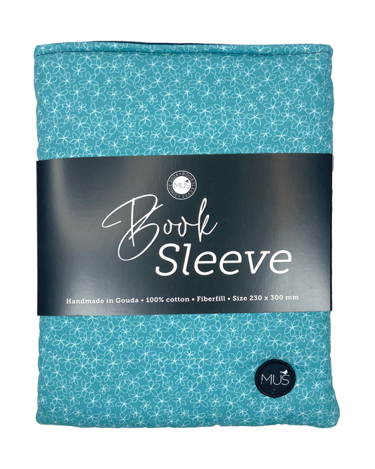 MUS Book Sleeve | Lichtblauw met witte bloemetjes