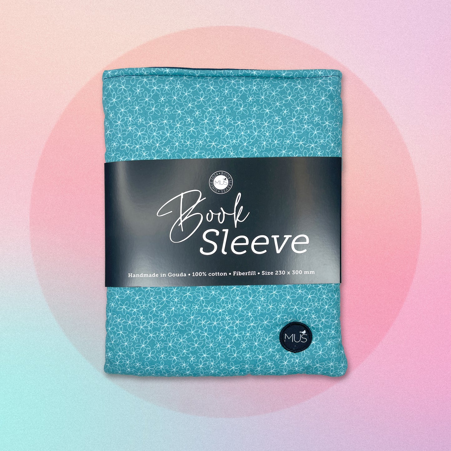 MUS Book Sleeve | Lichtblauw met witte bloemetjes