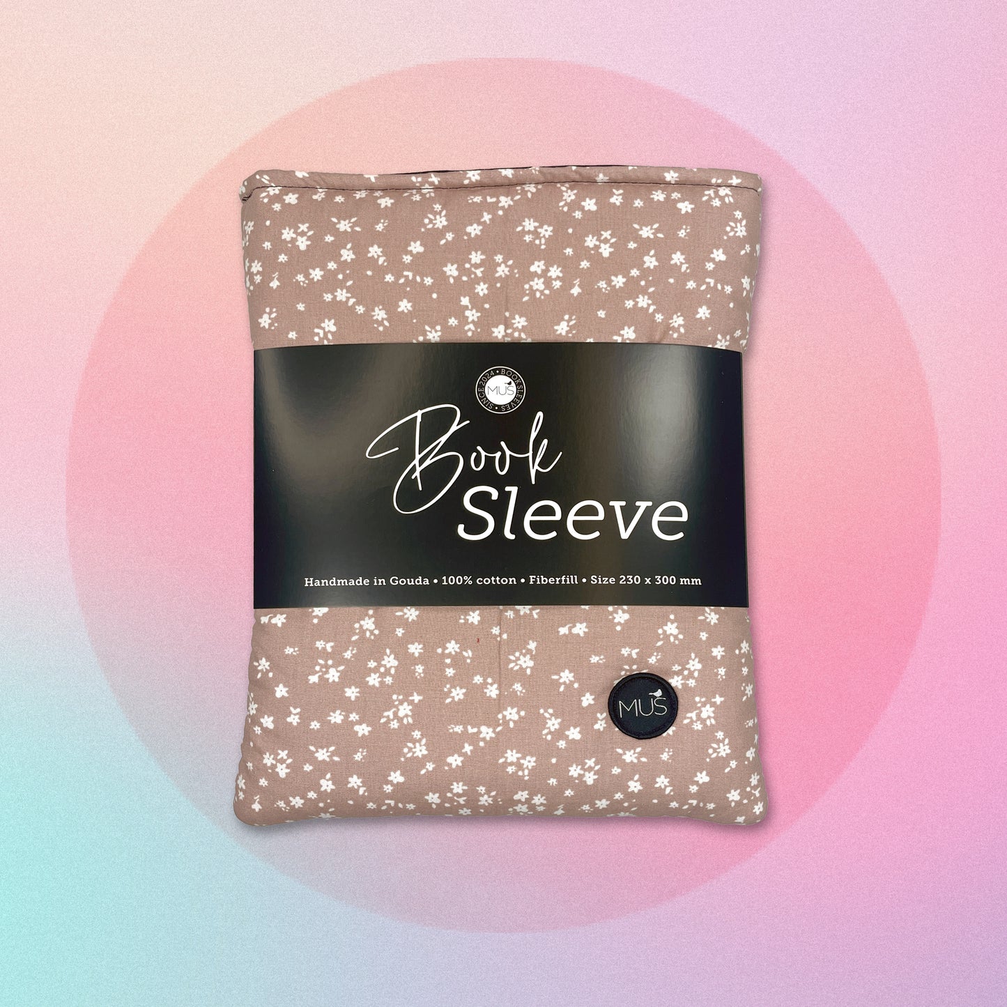 MUS Book Sleeve | Lichtbruin met witte bloemetjes