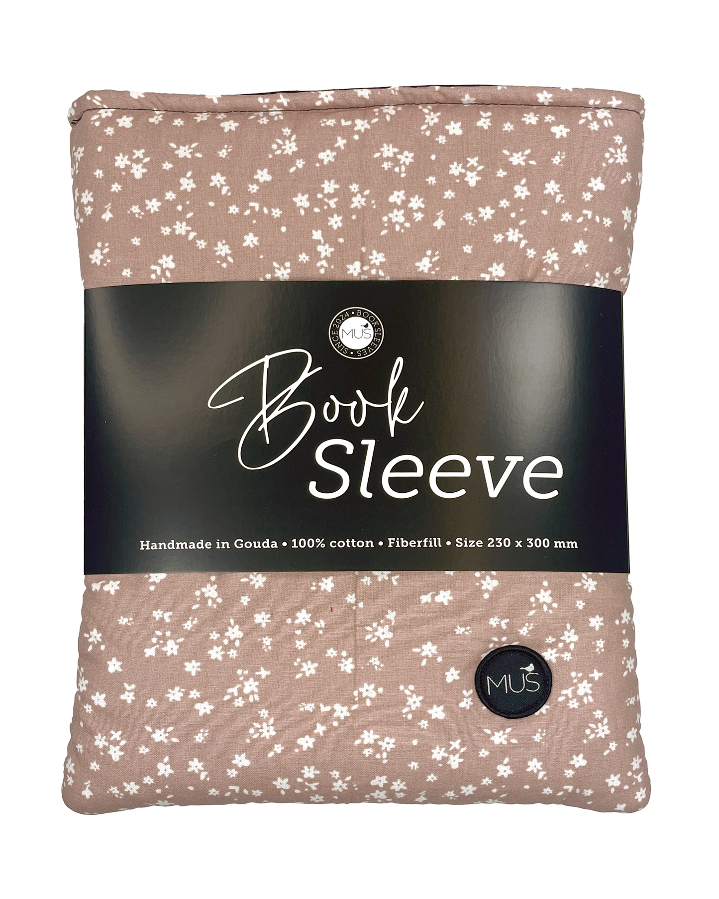 MUS Book Sleeve | Lichtbruin met witte bloemetjes