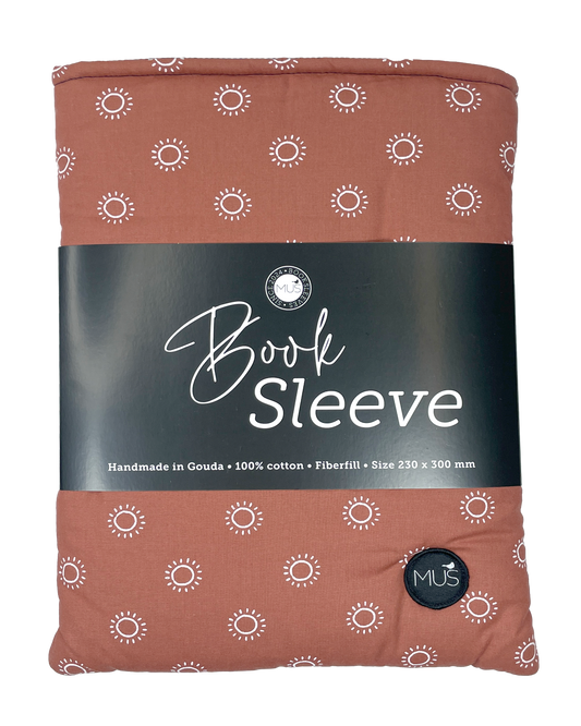 MUS Book Sleeve | Roestbruin met witte zonnetjes