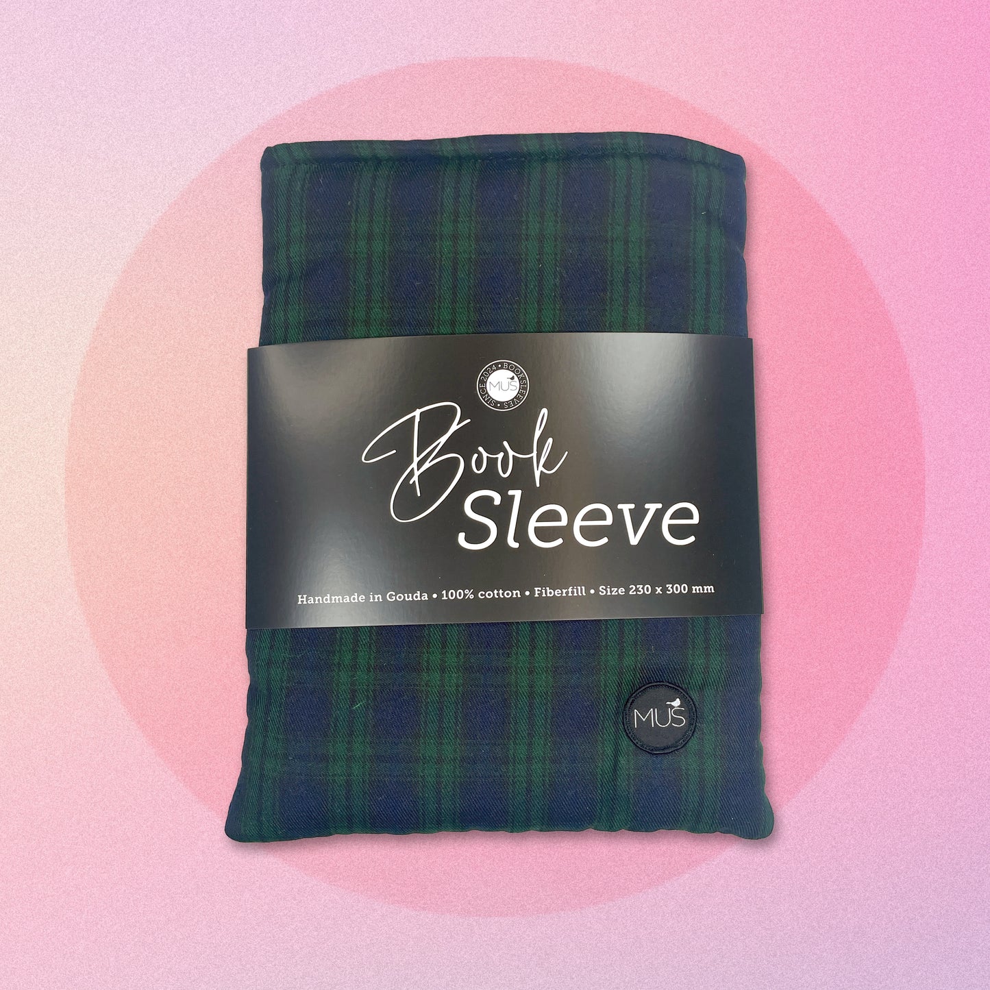 MUS Book Sleeve | Ruit donkergroen / blauw