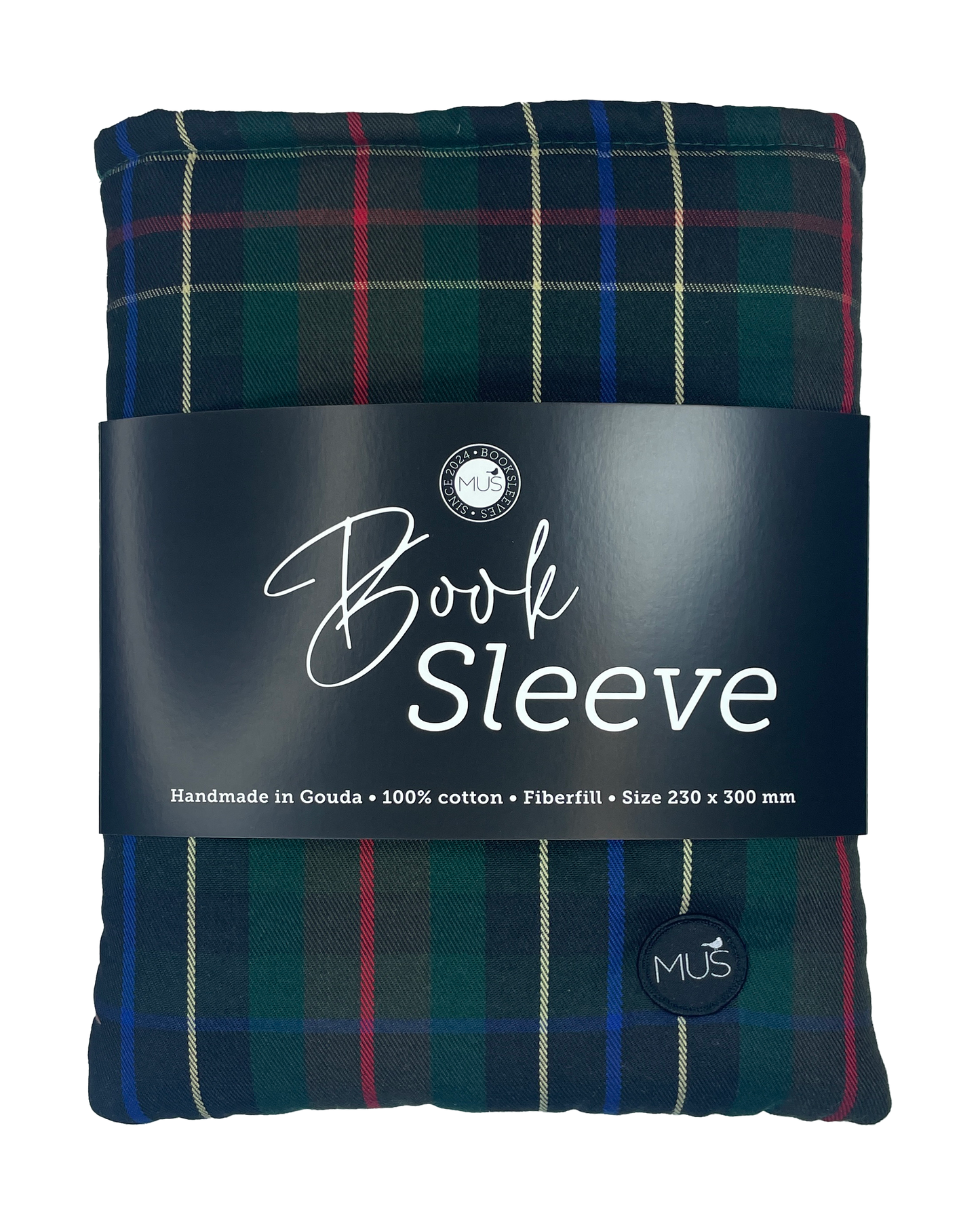 MUS Book Sleeve | Ruit donker op groen (grof)