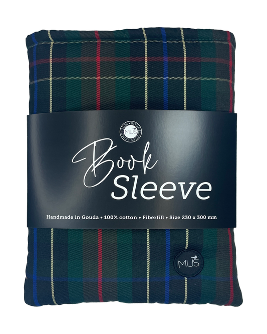 MUS Book Sleeve | Ruit donker op groen (grof)