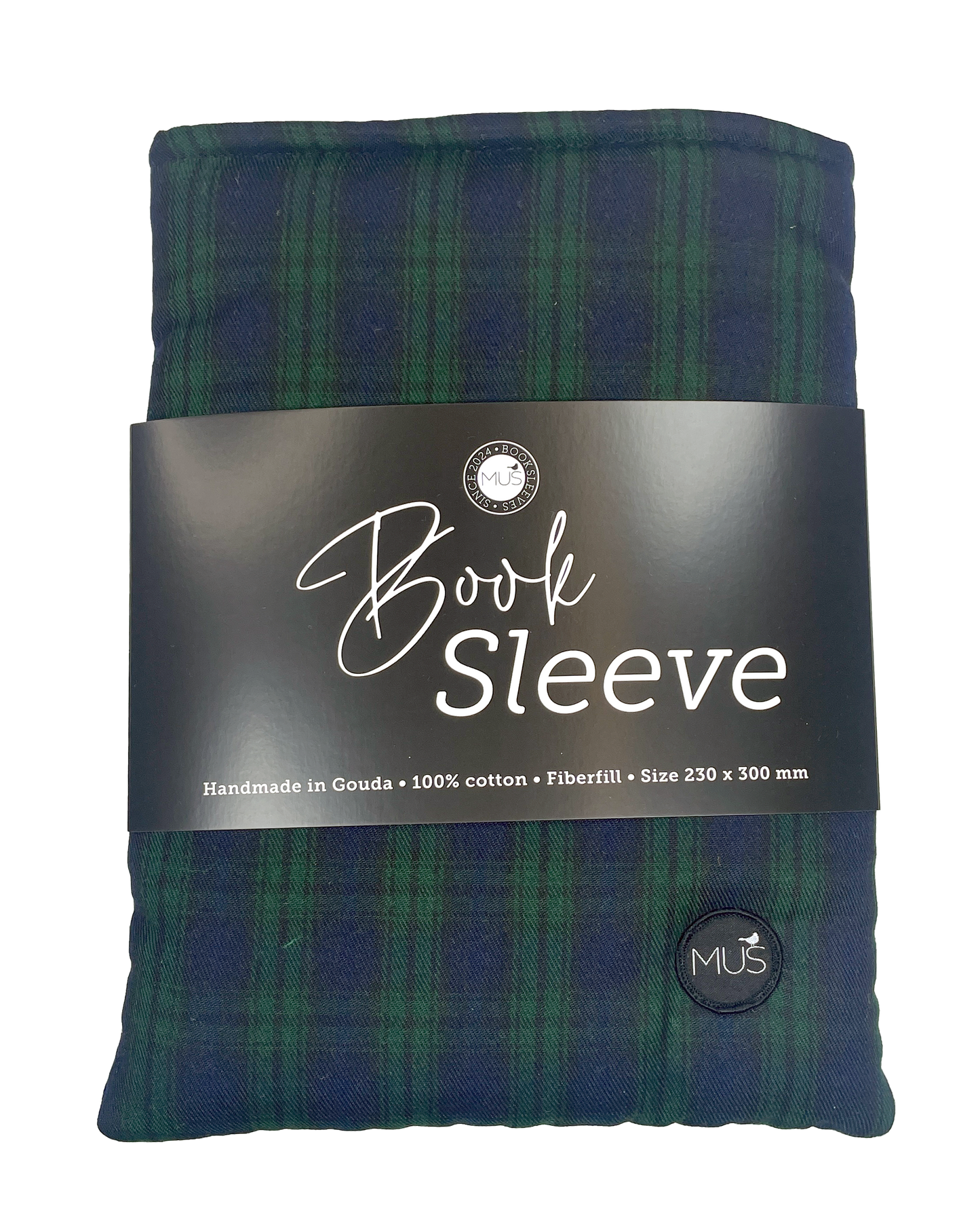 MUS Book Sleeve | Ruit donkergroen / blauw