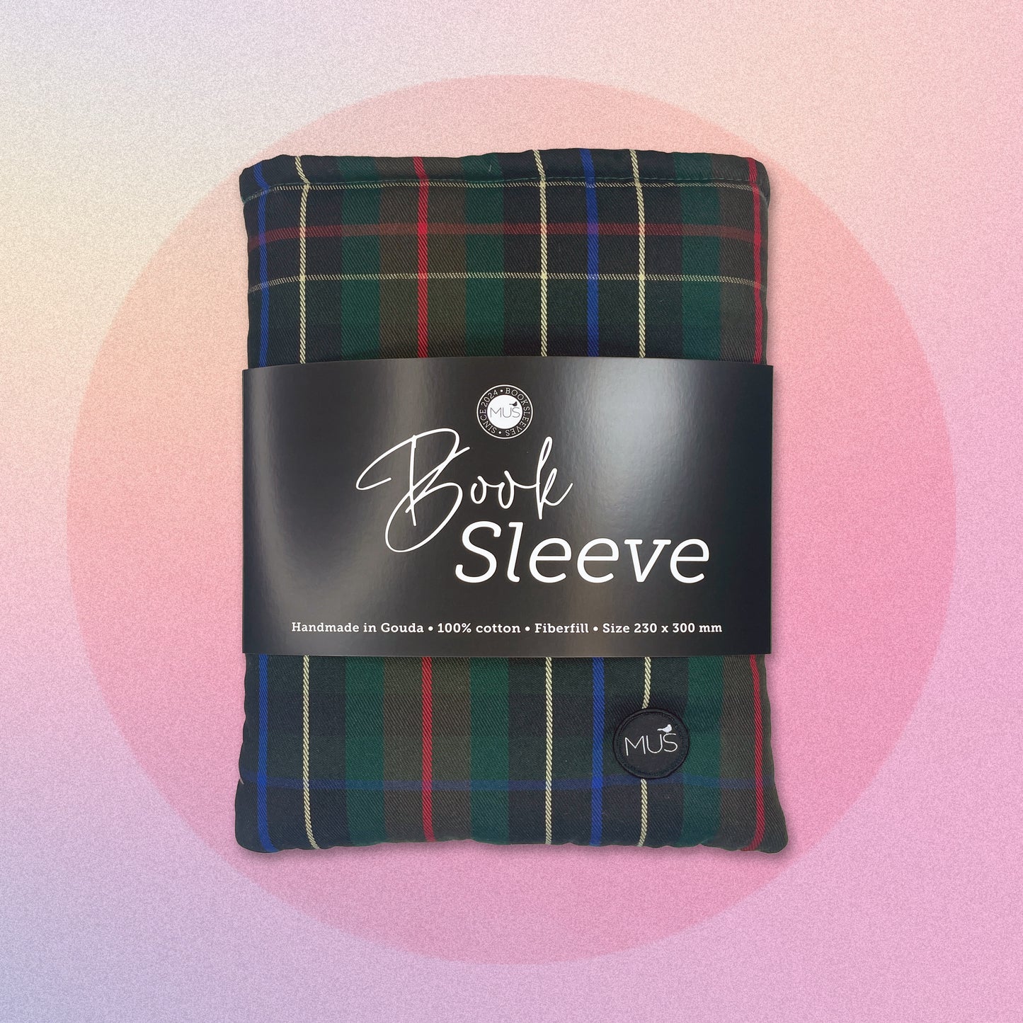 MUS Book Sleeve | Ruit donker op groen (grof)