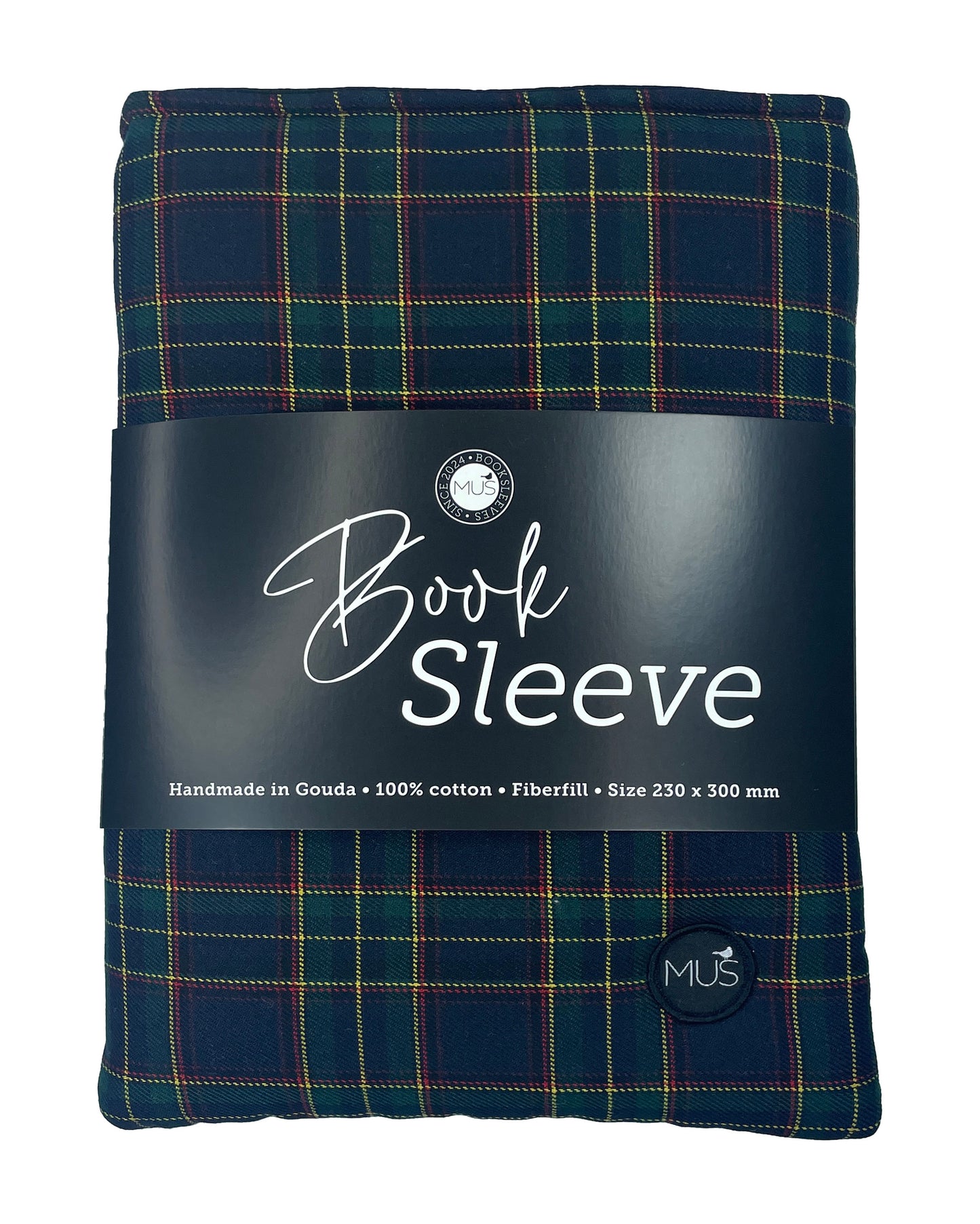 MUS Book Sleeve | Ruit donker op marine (fijn)