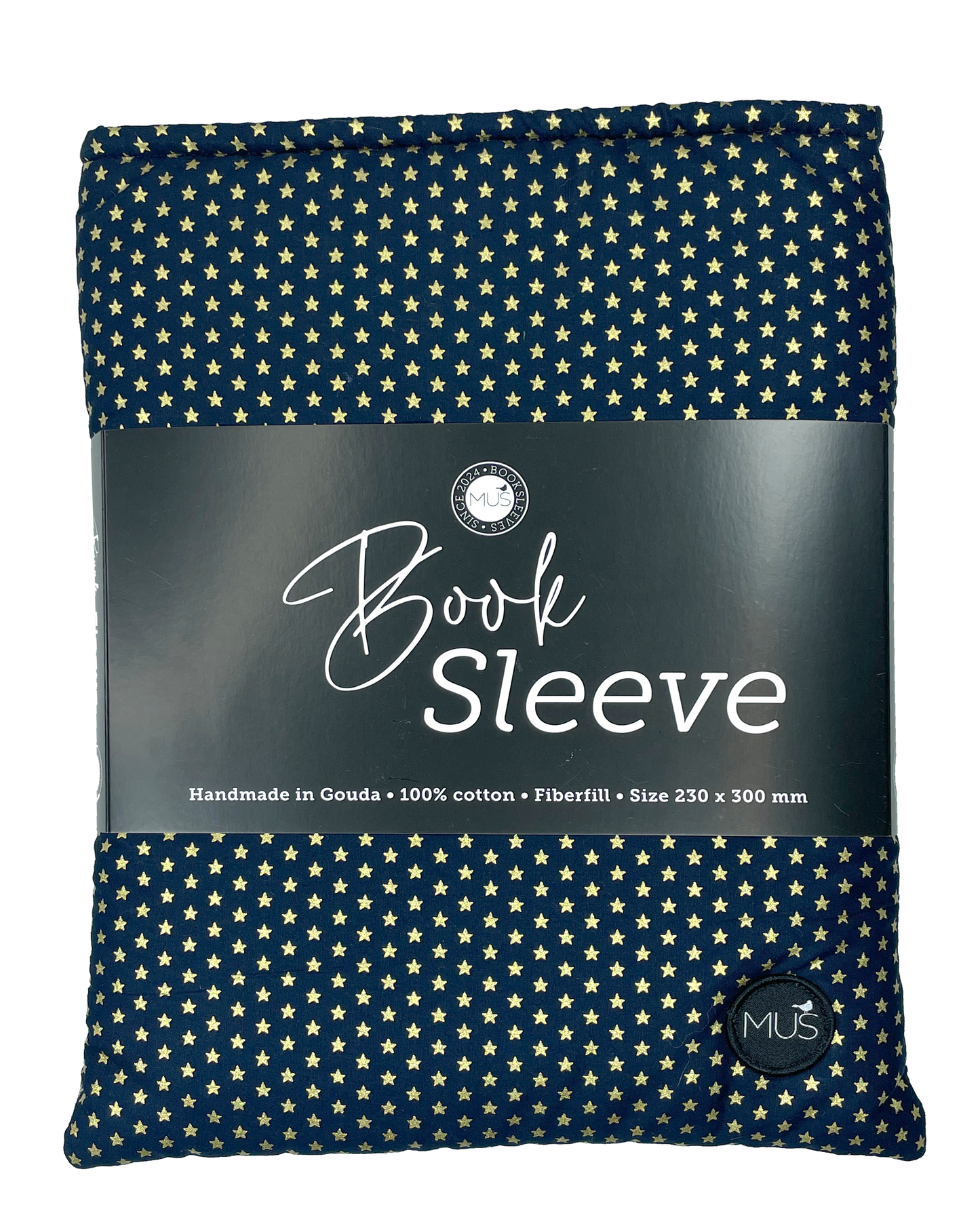 MUS Book Sleeve | Sterretjes goud op marineblauw