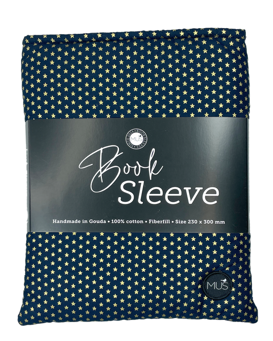 MUS Book Sleeve | Sterretjes goud op marineblauw
