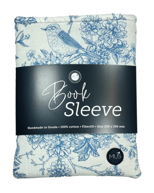 MUS Book Sleeve | Vogels en bloemen blauw