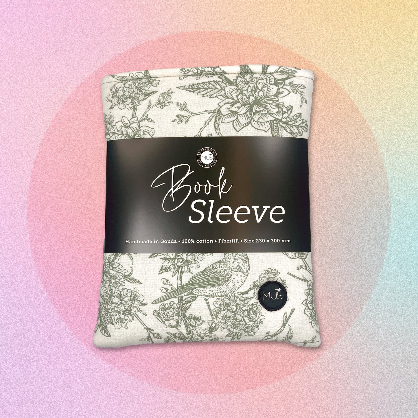 MUS Book Sleeve | Vogels en bloemen donker mint