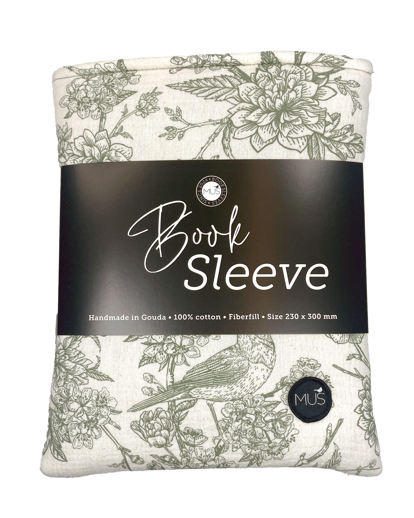 MUS Book Sleeve | Vogels en bloemen donker mint