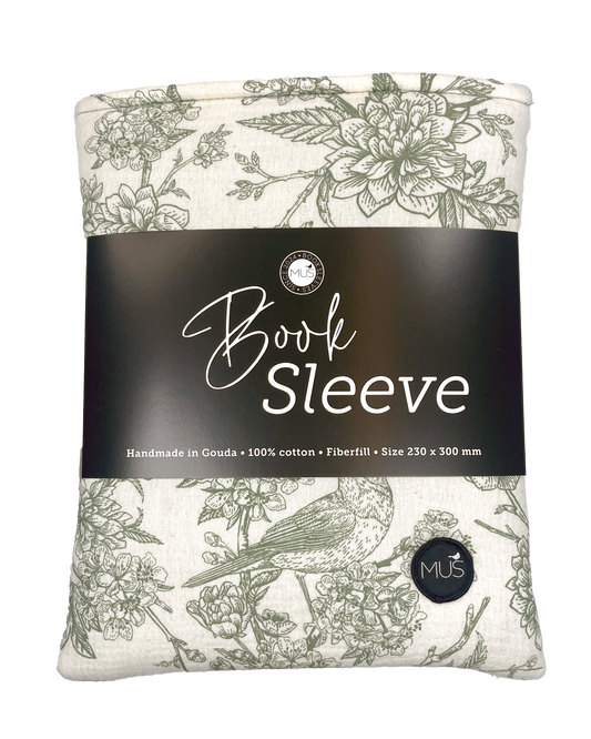 MUS Book Sleeve | Vogels en bloemen donker mint