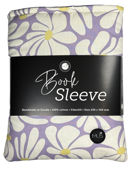MUS Book Sleeve | Witte bloemen op lila